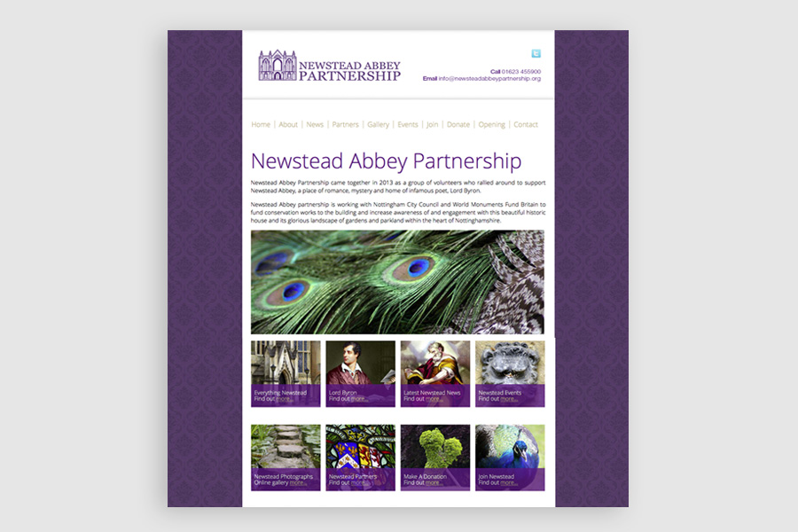 Website design and build for Newstead Abbey