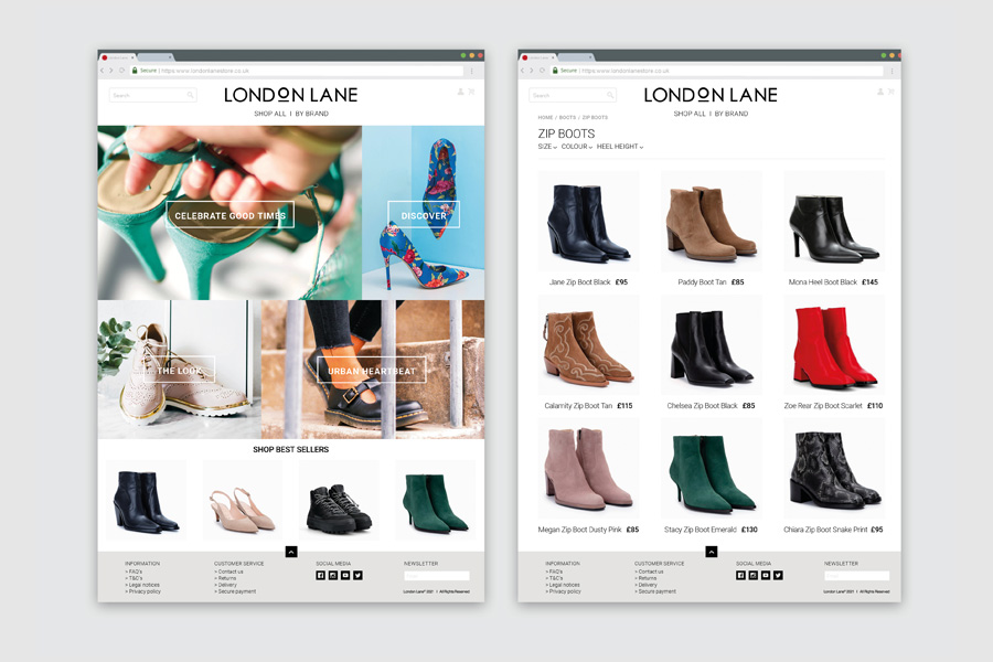 Front-end concept and design for 
women's footwear launch